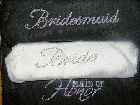 9 8 2011 black white hot pink wedding ideas Bridesmaid Crystal Rhinestone