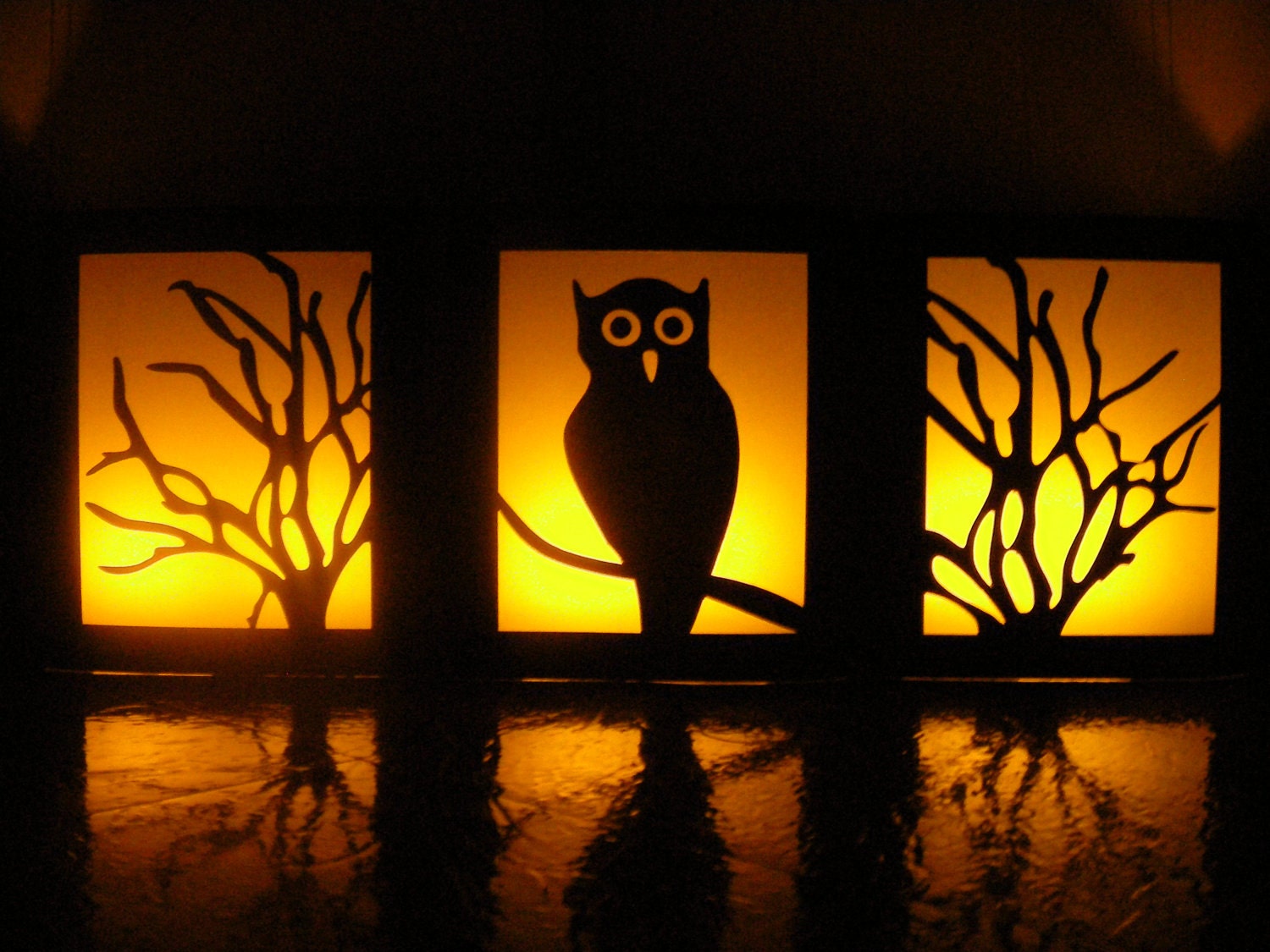 Night Owl Halloween Table Luminaries -- Set of 3