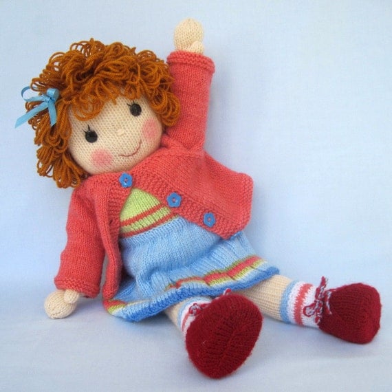 BELINDA JANE - knitted toy doll - PDF email knitting pattern - ePattern