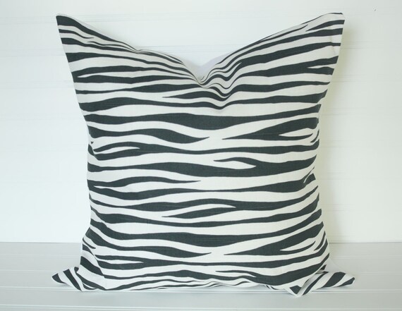 1 18x18 Charcoal Black Zebra Pillow Cover