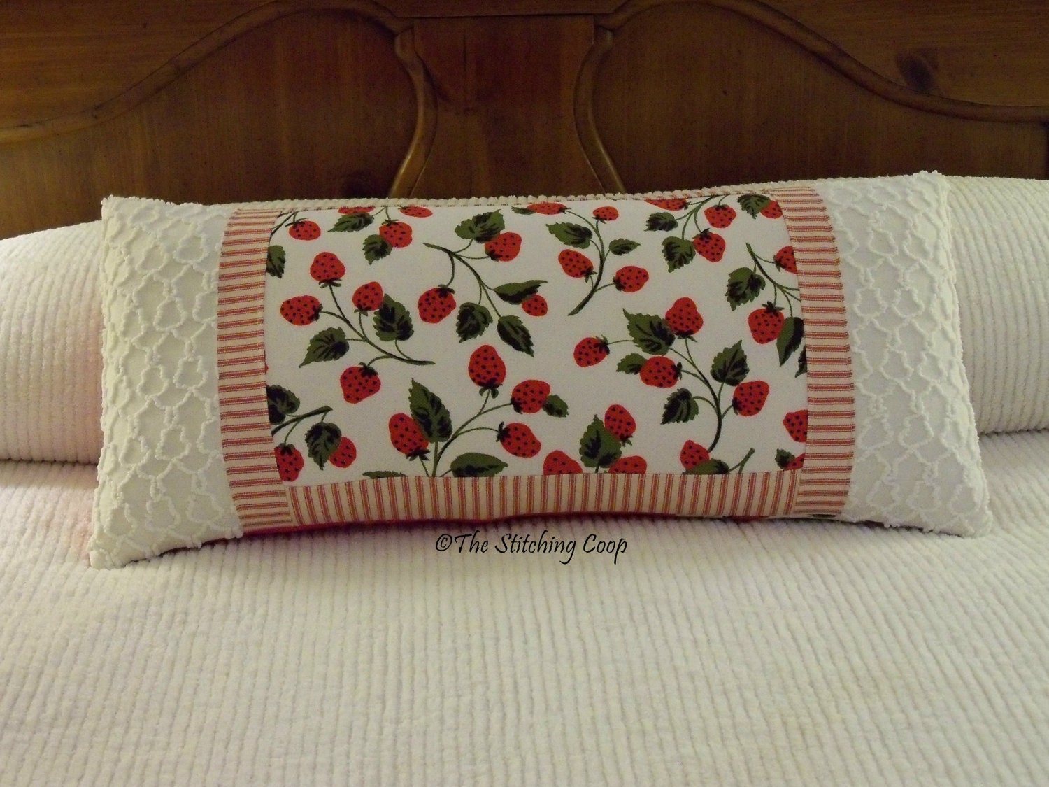 Pillow Strawberry Squiggle Chenille XLG