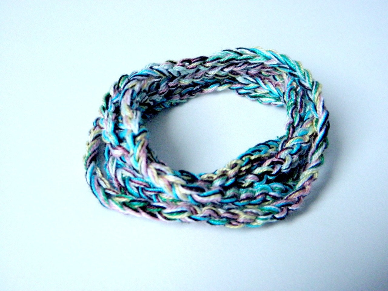 Crochet bracelet made of multicolor cotton