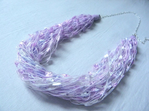Silk ribbon and acrylic necklace