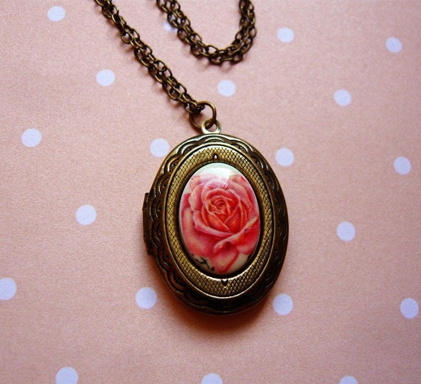 Cream Rose Cameo Locket Necklace by MaruMaru on Etsy from etsy.com