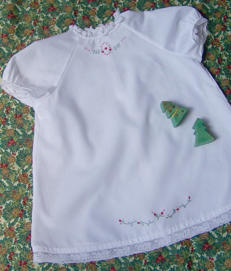 White Christmas Dress with Hand Embroidery size 6-12 month