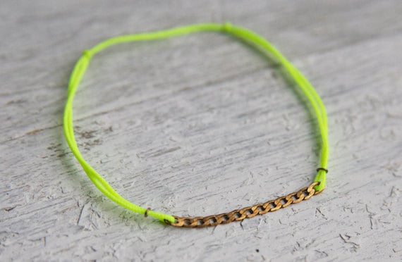 Bronze Chain w/ Neon Colored Bracelet