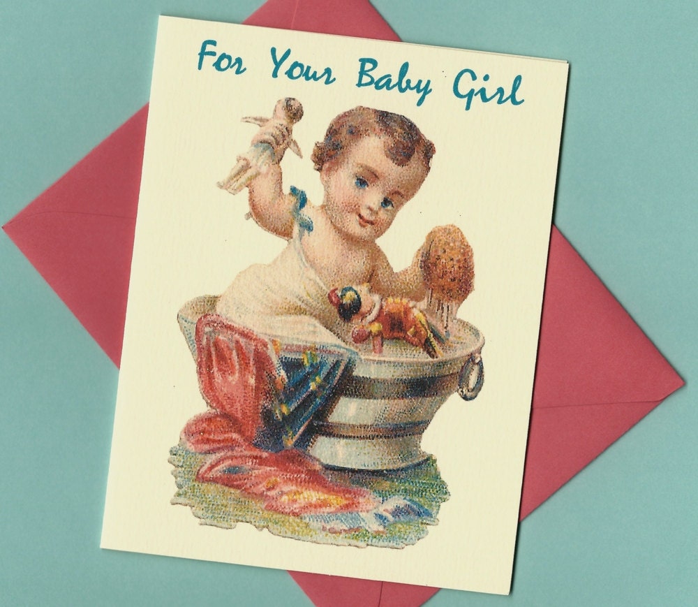 Baby Girl Card, Baby Congratulations Card, girl baby