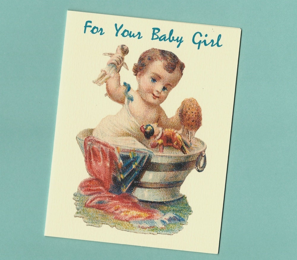 Baby Girl Card, Baby Congratulations Card, girl baby