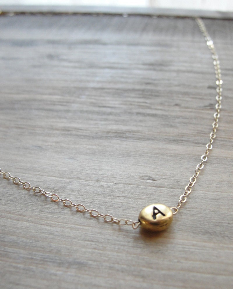 Gold necklace with initial charm - any letter - handmade gold jewelry Gold necklace with initial charm - any letter - handmade gold jewelry