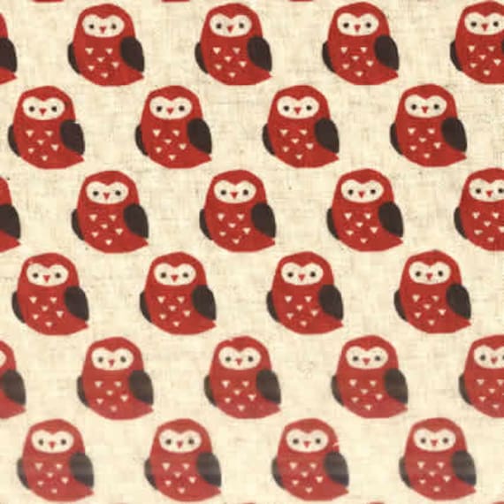 Kokka Trefle Scandi Owls Red- Half Yard