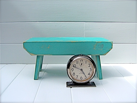 Vintage Style Step Stool No. 1 in Aqua Handmade by Circle Creek Home