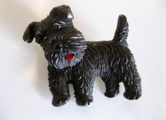 Vintage Celluloid Scottie Dog Pin Moveable Czechoslovakia