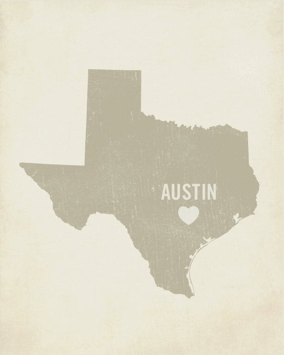 I Love Austin Texas - Wood Block Art Print