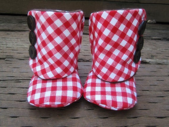 Baby Boots, Red Checker - The Abigail