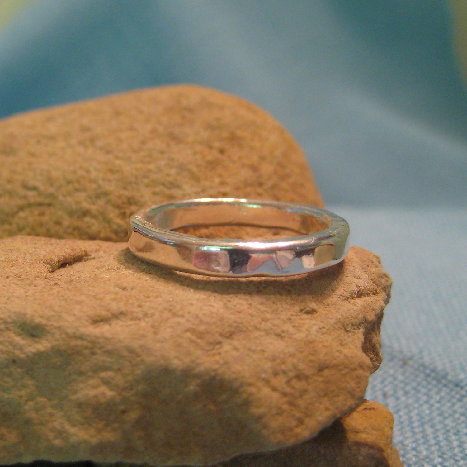 Recycled Silver Band Organic Freeform Fused Wabi Sabi Polished Matte Unisex Wedding Engagement Civil Union Ring Man Woman JJDLJewelryArt