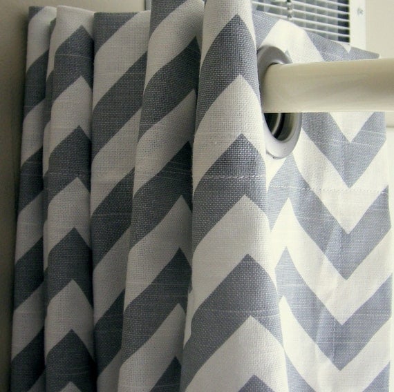 Shower  Curtain Zig Zag Standard Size Premier Prints Ash Gray and White  72x72