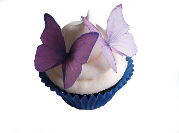 24 Edible Butterflies Purple and Lavender Wedding Cake Decorations 