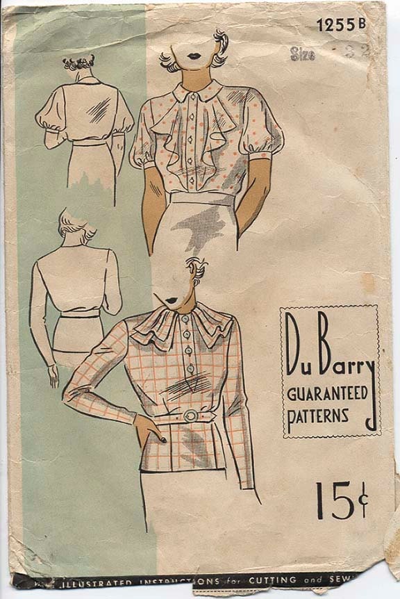VINTAGE DU BARRY 1940s Blouse Sewing Pattern