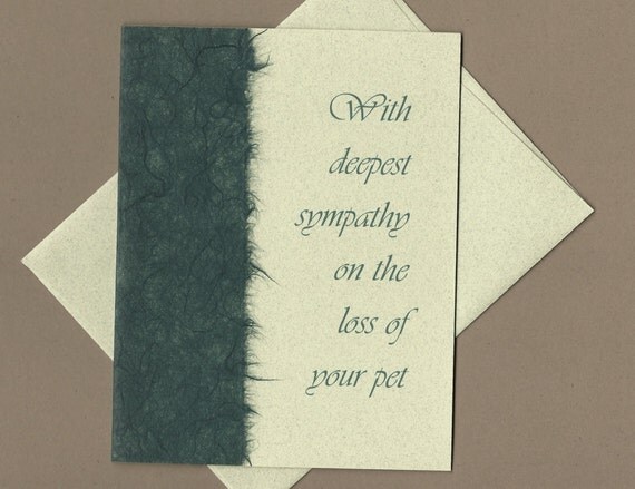 Handmade Pet Sympathy Card - With Deepest Sympathy on the loss of your pet
