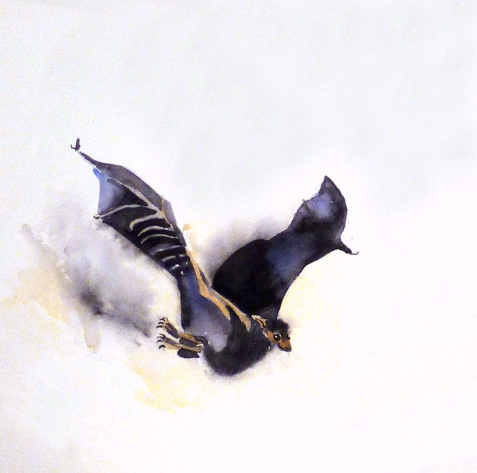 bat watercolour print