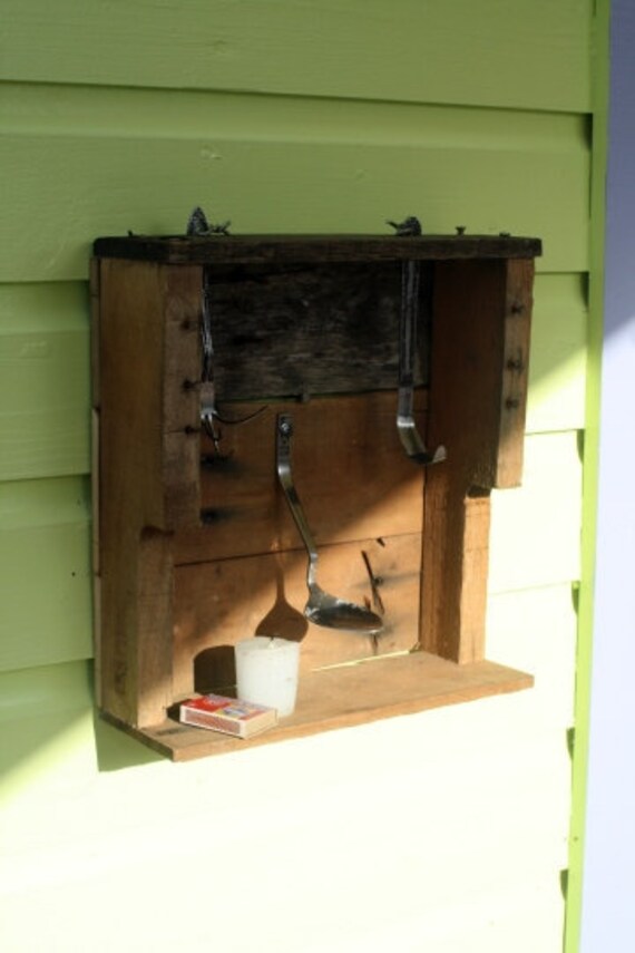 Vela envío gratuito Titular Shadow Box palet de madera y cubiertos upcycled la vendimia