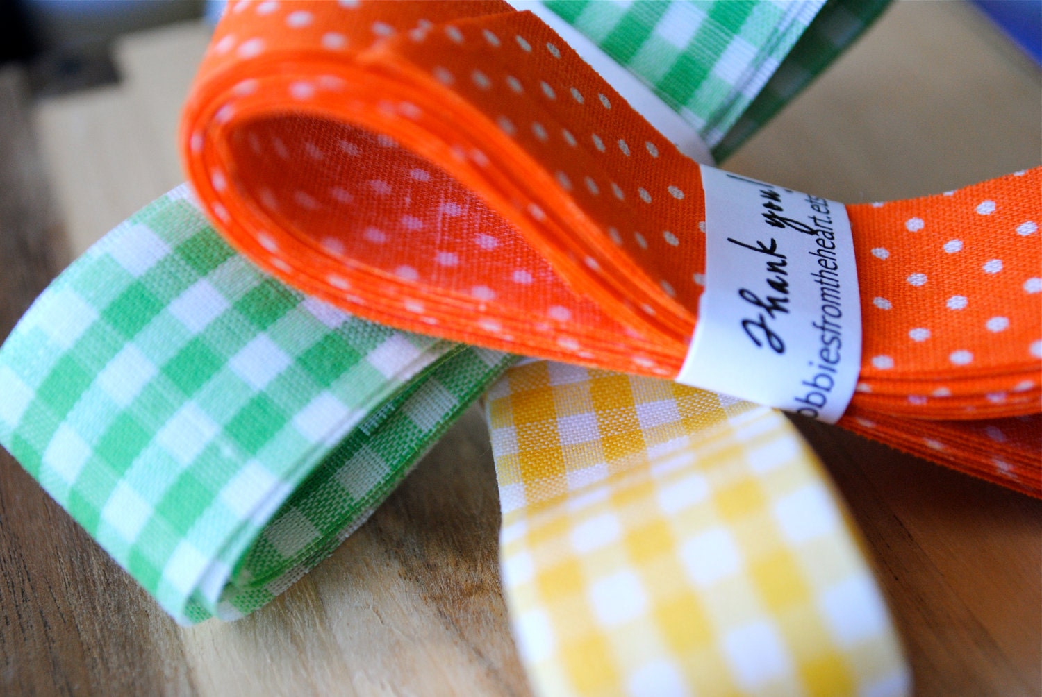 Vintage Ribbon, Gingham/polka dot (3 colors to choose from)