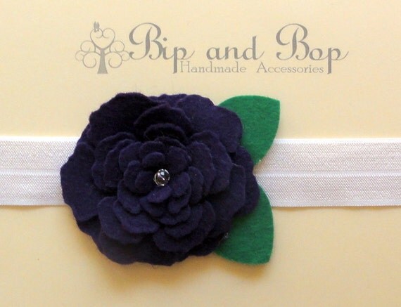 Purple wool felt rose headband