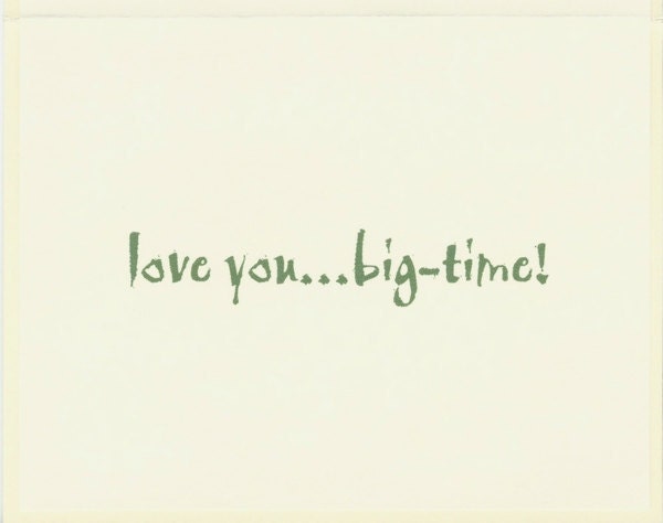 I Love You Card, Love Card - "Love you big time" - Boxer dog, Vintage style handmade card