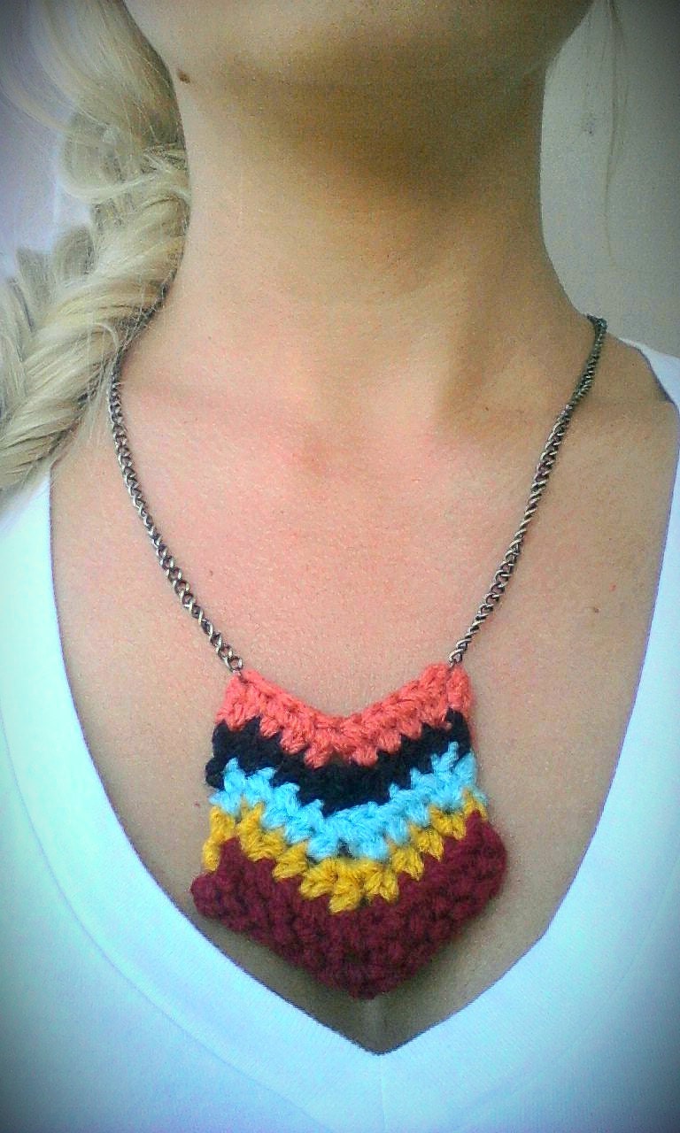 Crochet Chevron Stripe Pendelton Necklace- you choose the colors