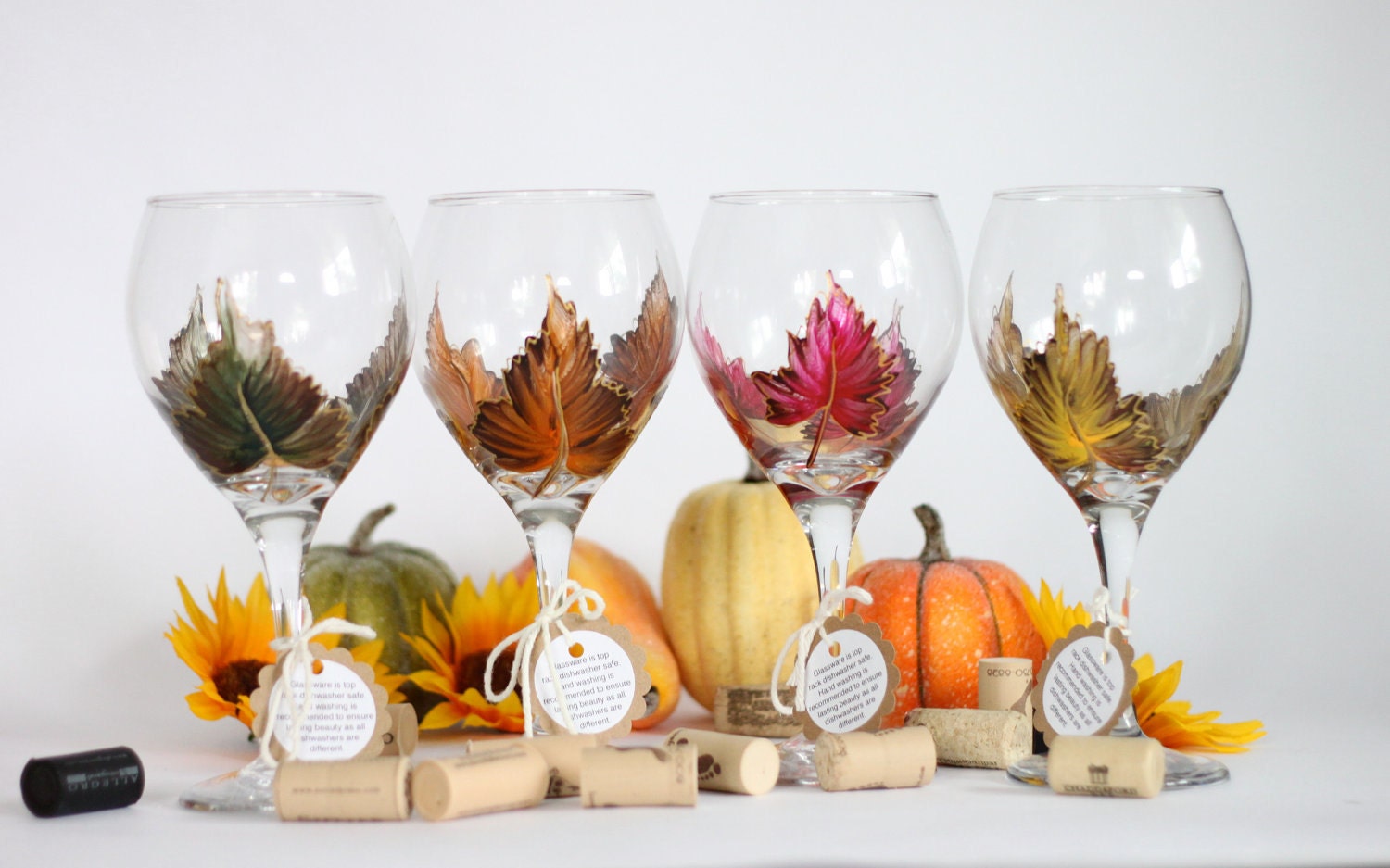 Set of 4 Autumn/ Fall gold leaf design for your seasonal home decor.