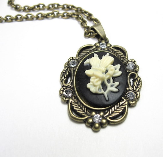 Cameo Necklace Vintage Style Butterfly