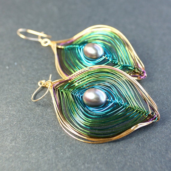 Chic Iridescent Peacock Earrings