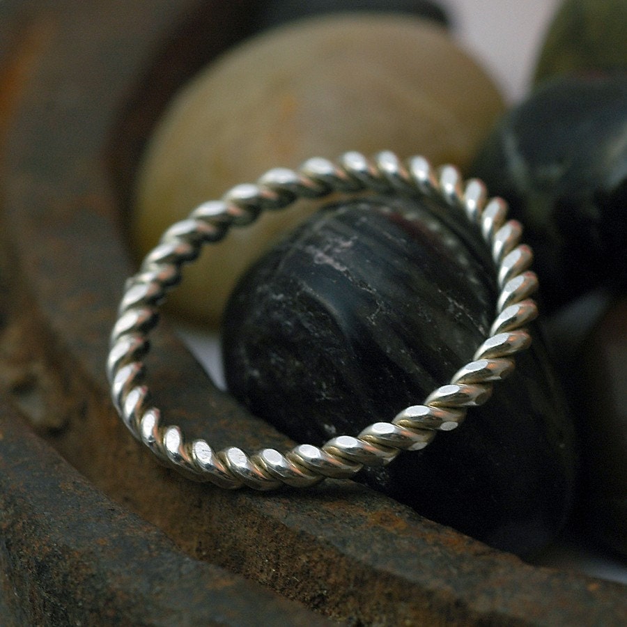 Sterling Silver THUMB Ring . Twisted Rope . Recycled  Metal . Everyday .  perfect teen or tween gift