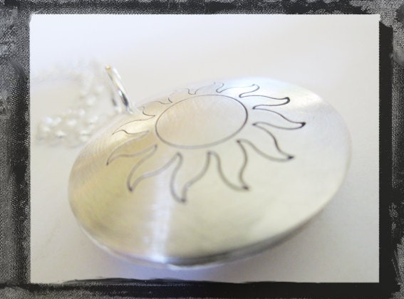 Hand Stamped Necklace - Personalized Jewelry - Sunshine - Locket