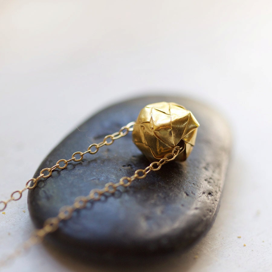 kareshi - modern gold origami necklace by elephantine