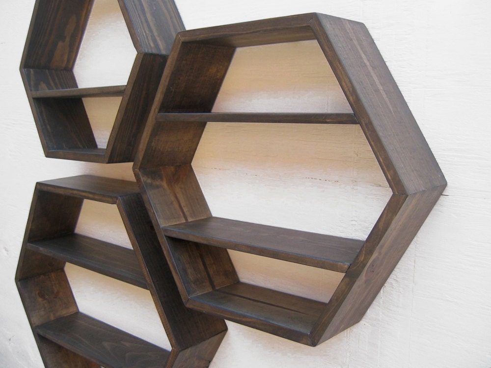 Deep Brown Hexagonal Shelf - size MEDIUM