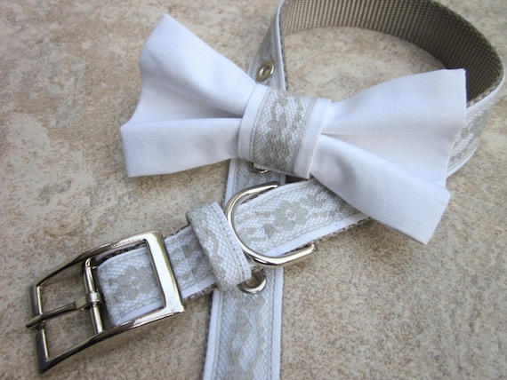 Custom Wedding Dog Collar and Bow Ti
