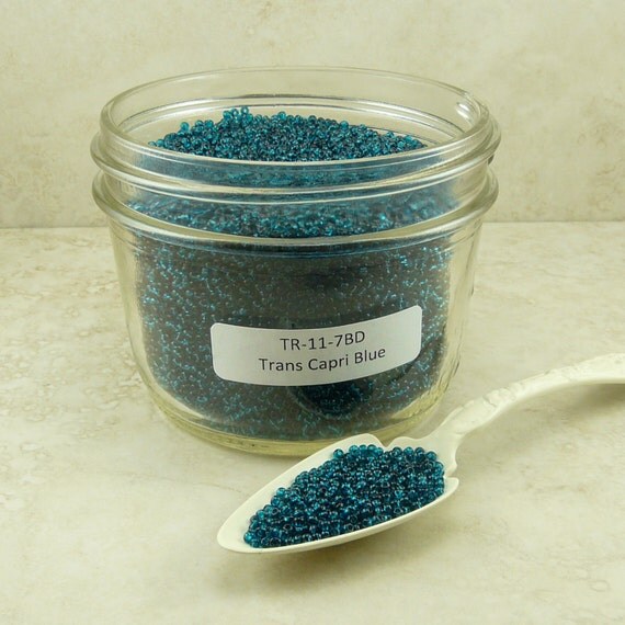 Transparent  Capri Blue- Color Code 1 - 11/0 TOHO Seed Beads - 40gm -Refill bag 2x3 - I ship Internationallyx