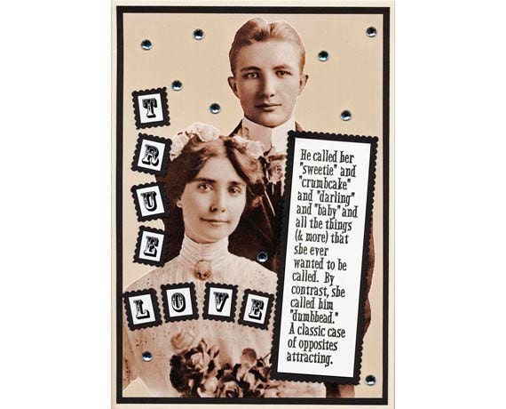 Handmade Wedding Card Vintage Inspired Sweethearts True Love Romance Collage