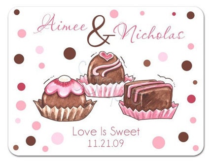 Love Is SO Sweet Trio of Truffles Personalized Stickers Wedding Stickers 
