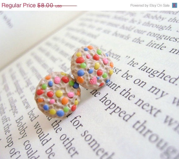 SALE Cookie Earrings-Rainbow Chip