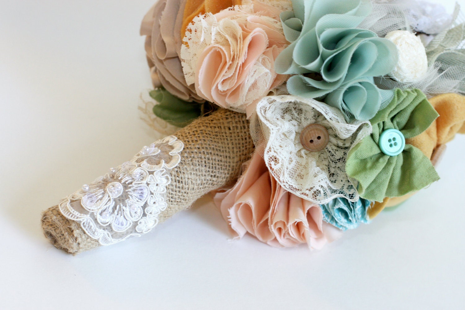 Bouquet-Shabby Chic-nupcial personalizado bela assorted flores de tecido rústico com estopa