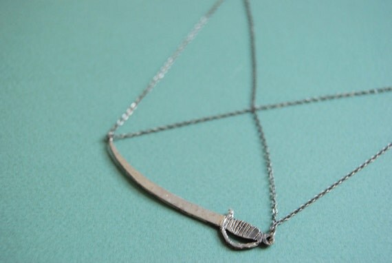 Crossed chain sword necklace