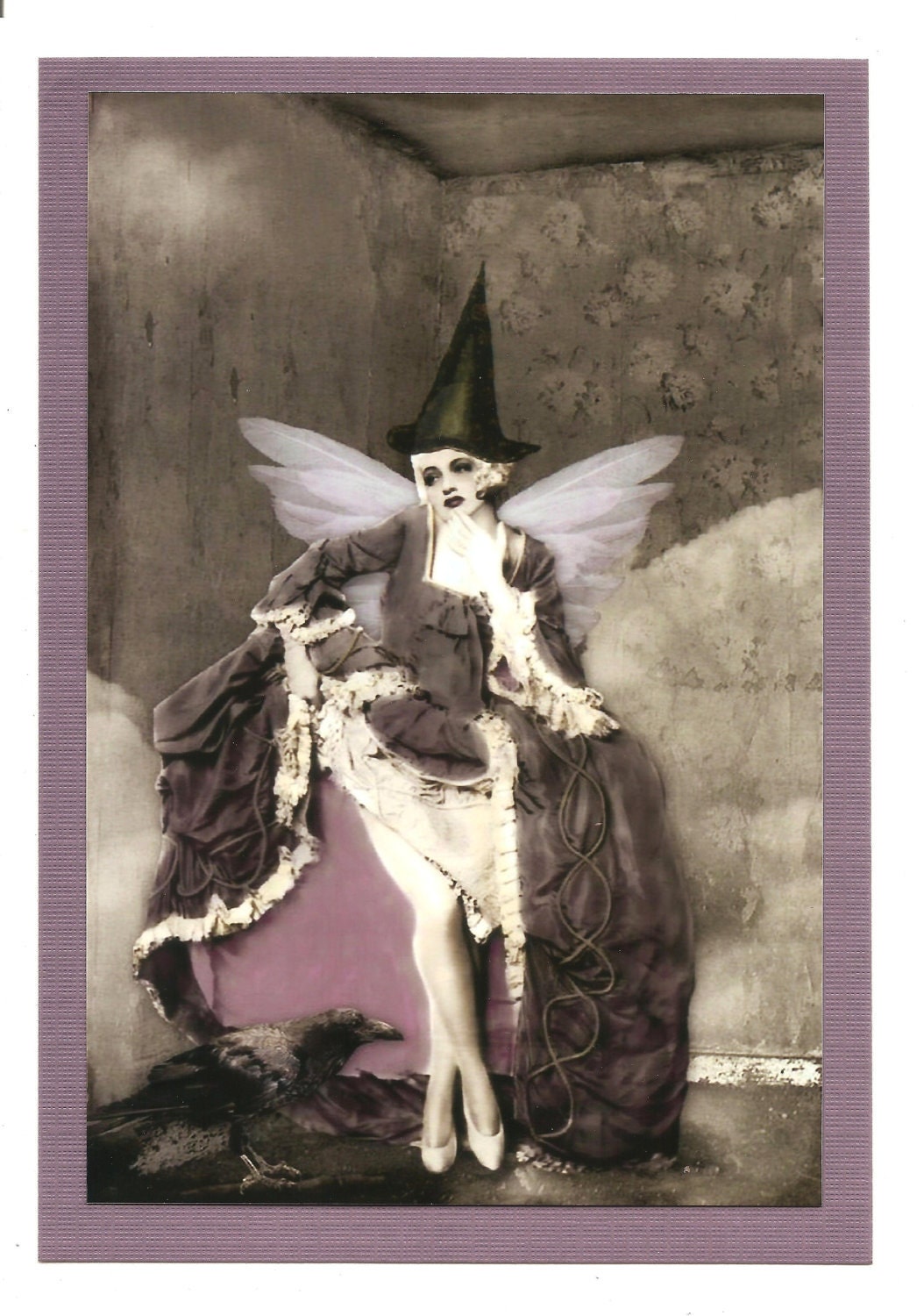 Old World Fairy Witch...Purple Haze...A Magikal Incarnation...Disir... Blank 5x7 Greeting Card