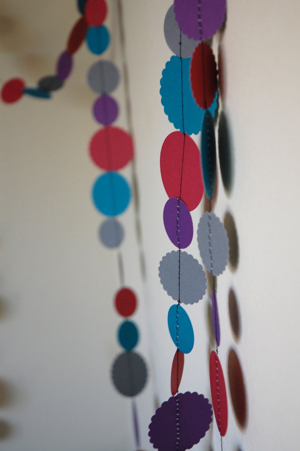 Paper Garland Wedding Decoration Berry Red Silver Grey Teal Eggplant 