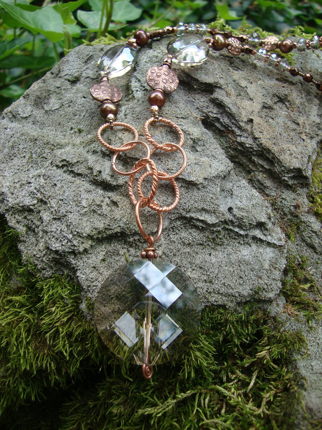 Champagne Crystal And Copper Necklace Preview 3