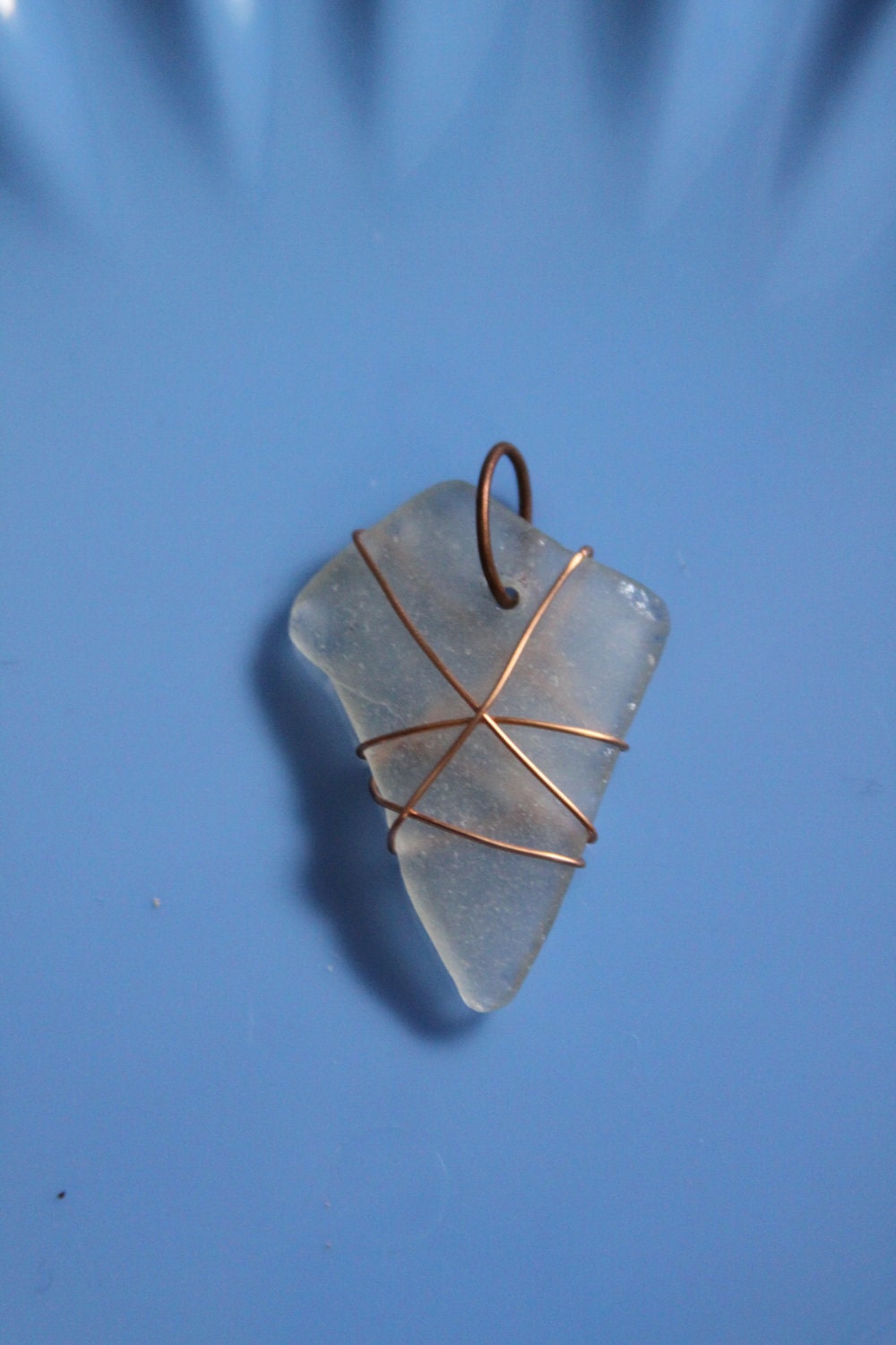 Arrow Head Wire Wrapped Sea Glass Pendant