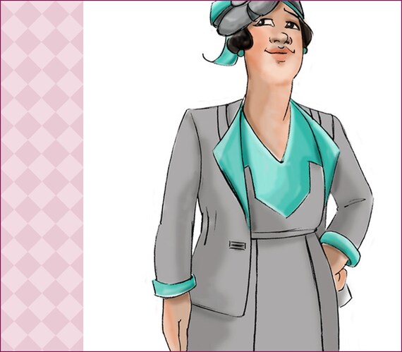 NVL 1930s The Deco Suit 46 bust PLUS SIZE
