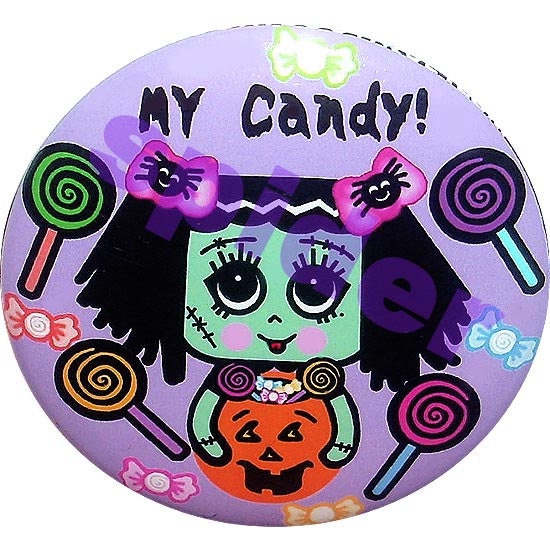 Frankenstein Doll  Franken Boo TM My Candy 225 inch Button Pins Halloween Button Pin Cute Trick or Treat Pin