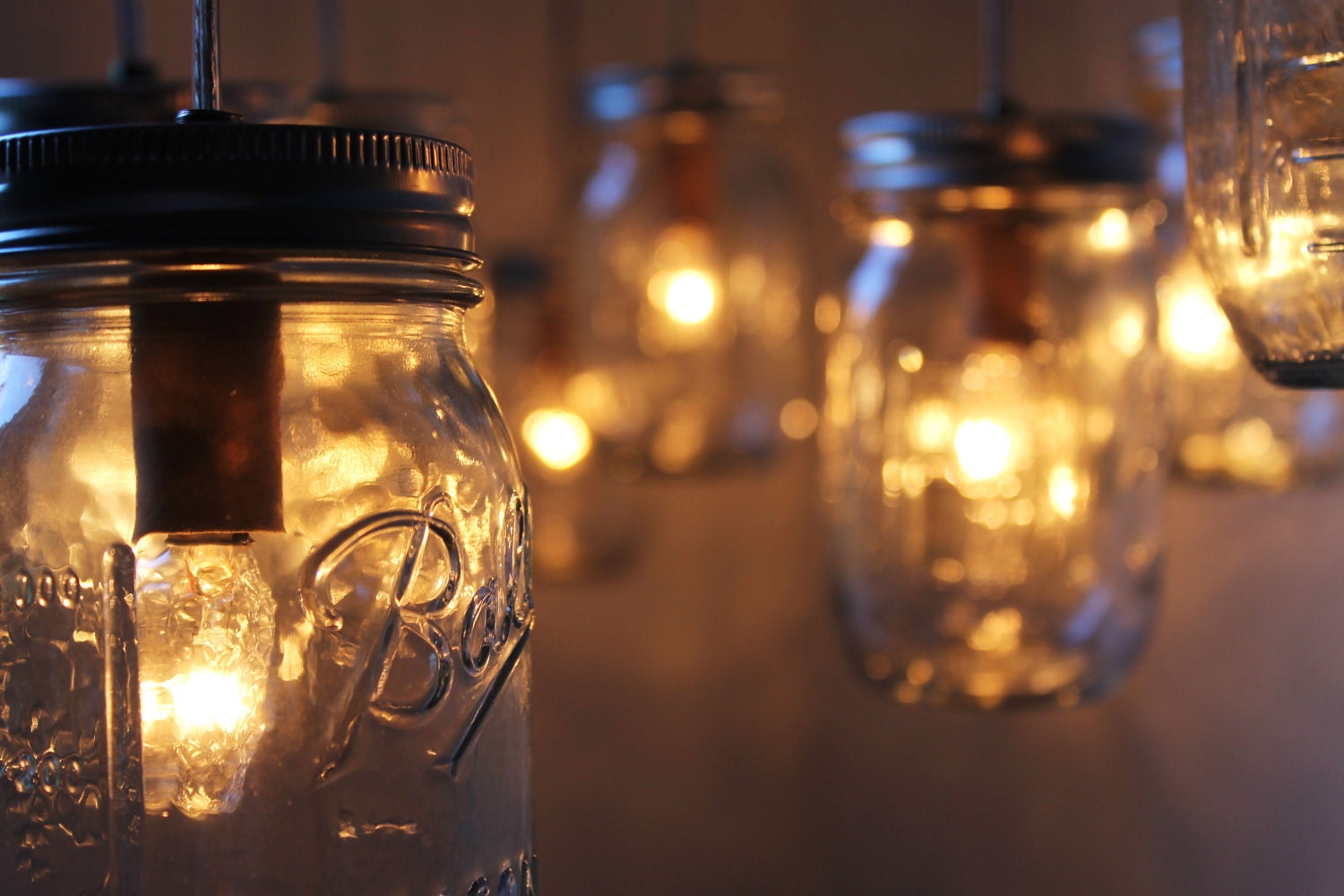 Canopy Mason Jar Chandelier Light - Upcycled BootsNGus Swag Lamp Design - Dining Room Table - Kitchen Island Hanging Lighting Fixture